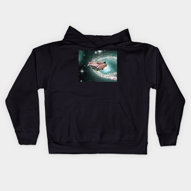 Space travel Kids Hoodie by cosmiceden